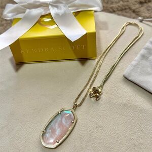 Kendra Scott Reid Dichroic Gold Necklace | Gift Box + Duster Bag + Bow